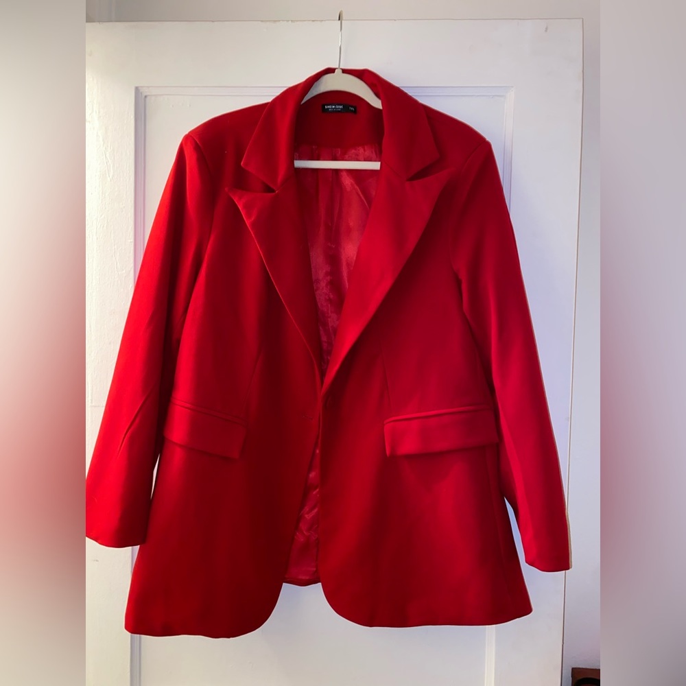 Red SHEIN Curve Blazer